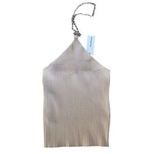 Heartloom Evereve Light pink halter with light pink beaded chain